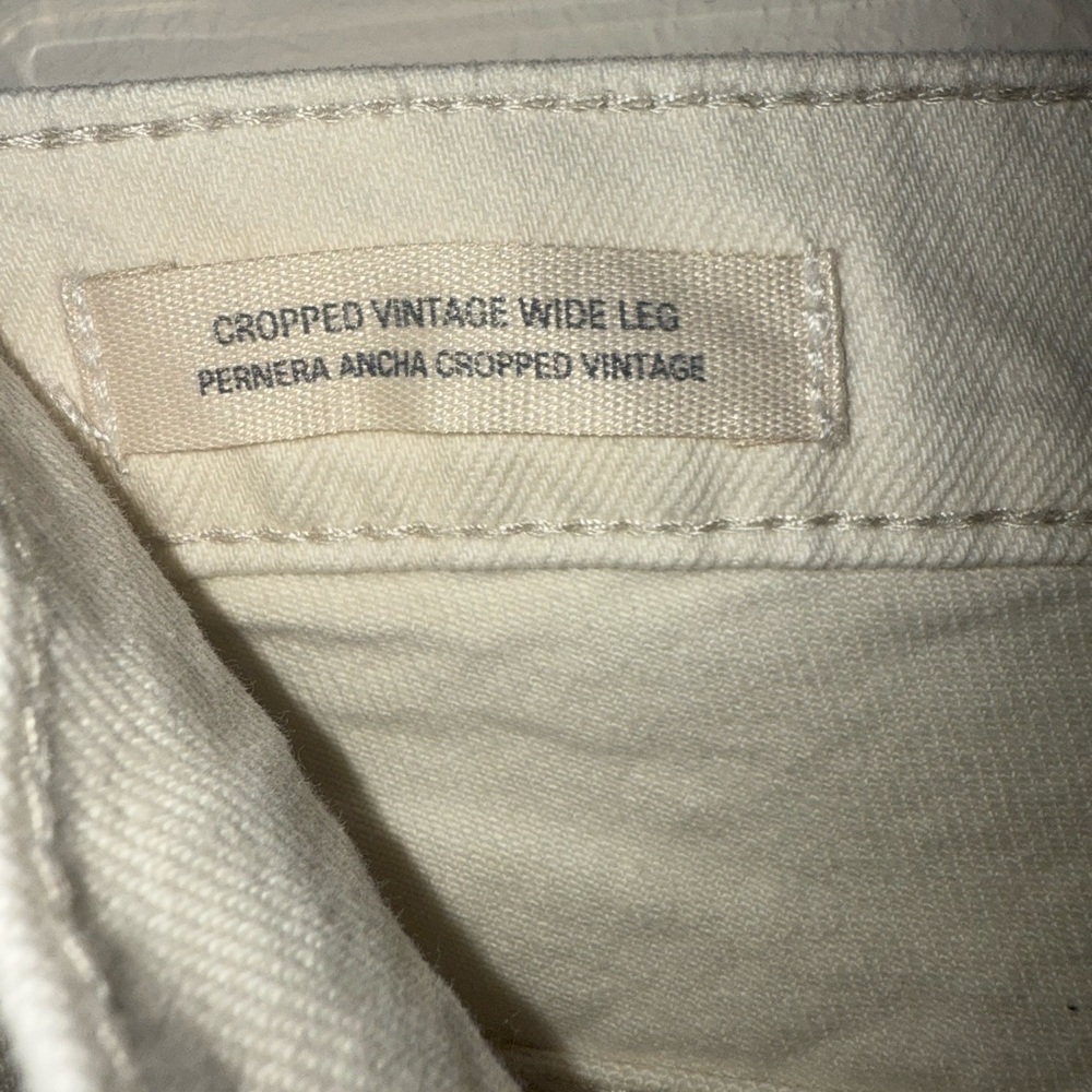 New Women's Mid-Rise Cropped Vintage Wide Leg Jeans - Universal Thread Cream - Picture 4 of 5